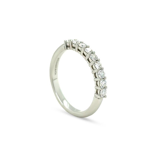 2020s Tiffany & Co. Platinum Diamond Forever Band Ring 0.27ct 4.58g, Size 4 For Sale - Image 5 of 8