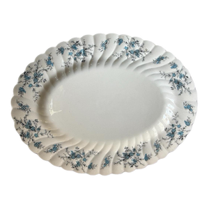 Vintage English Myott Blue and Black Staffordshire Forget Me Not Oval Platter