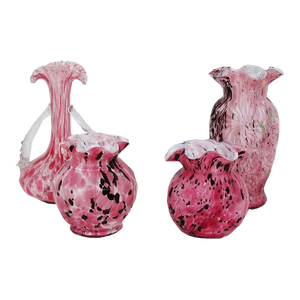 Mid 20th Century Pink Murano "Fazzoletto" Style Vases, Various Sizes- Set of 4