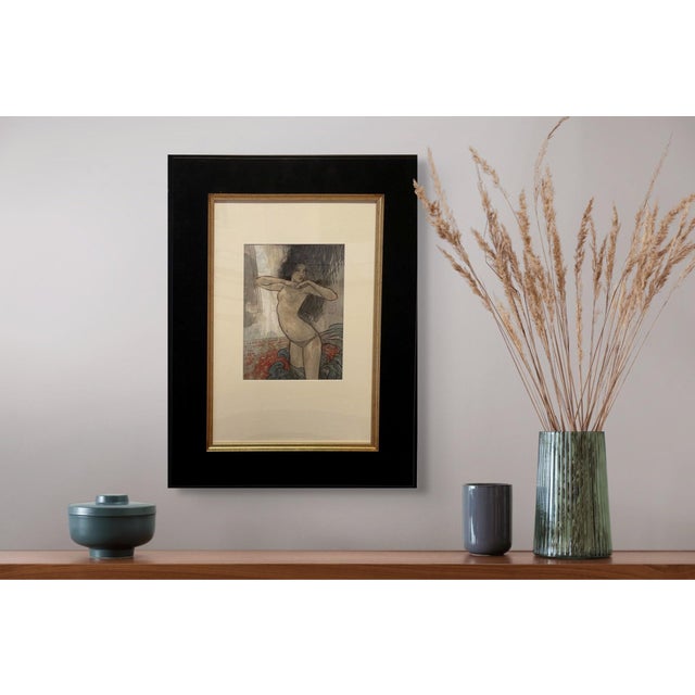 2010s The Door, ca. 2010 by Rebecca Leveille-Guay | Watercolor and gouache of a woman with flowing hair For Sale - Image 5 of 5