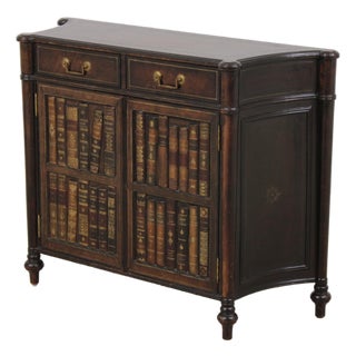Maitland Smith Leather Wrapped Book Spline Console Cabinet For Sale