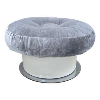 MCM Tufted Velvet Ottoman For Sale