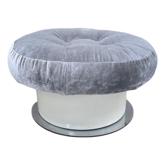 MCM Tufted Velvet Ottoman For Sale