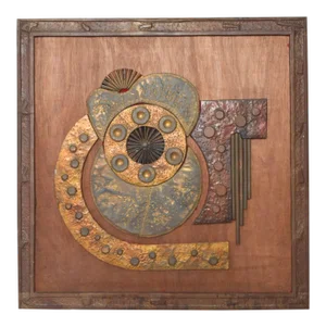 1970s Brutalist Metal Wall Art Abstract Sculpture