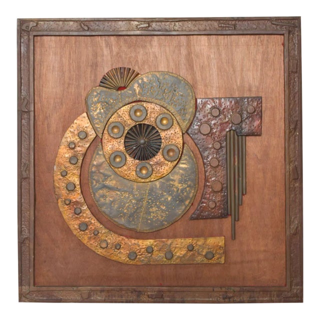 For your consideration, an original 1970s Brutalist mixed-metal wall sculpture attributed to Hong Kong artist Stephen...