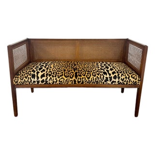 Vintage Hollywood Regency Leopard Serengeti Bench For Sale