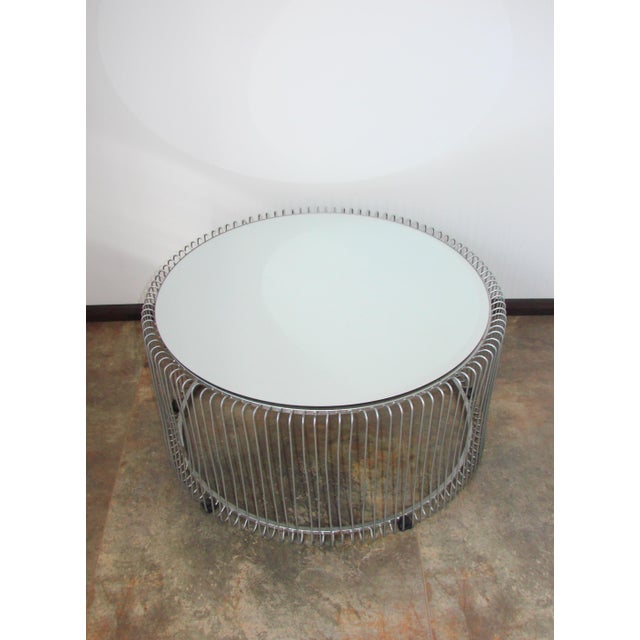 Modern Round Coffee Table with Mirrored Top, 1990s For Sale - Image 3 of 7