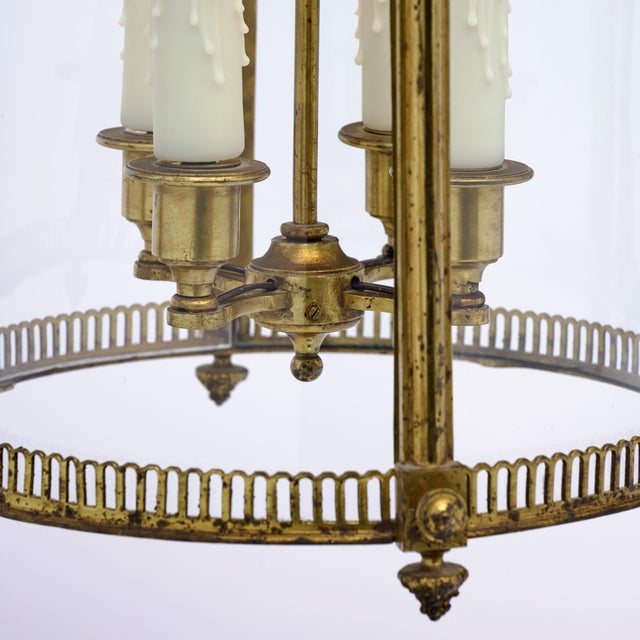 French Antique, Louis XVI Style Lantern, Brass and Glass For Sale In Austin - Image 6 of 9