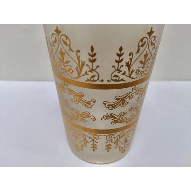 Set of Six Moroccan White Frosted and Gold Glasses For Sale - Image 4 of 12