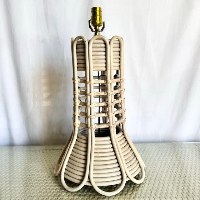 Boho Chic Pencil Reed Rattan Table Lamp For Sale - Image 4 of 6