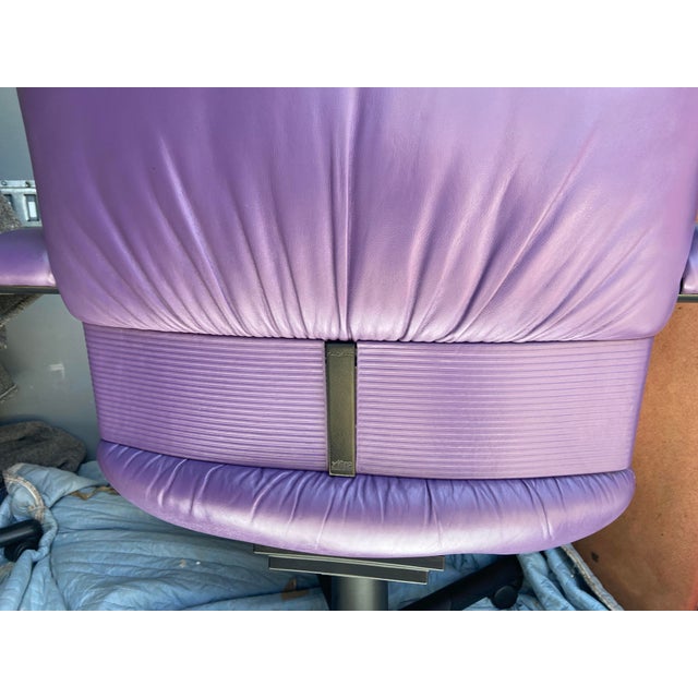 Vitra 1990s Mario Bellini Vitra Figura Post Modern Purple Leather Desk Chair For Sale - Image 4 of 12