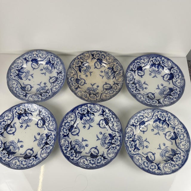 Ceramic Flora Earthenware Soup Plates by Creil and Montereau, 1800s, Set of 6 For Sale - Image 7 of 14
