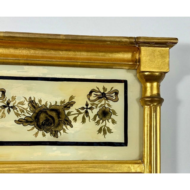 Antique 1820 American Federal Giltwood Tabernacle Mirror With Eglomise Glass For Sale - Image 13 of 15