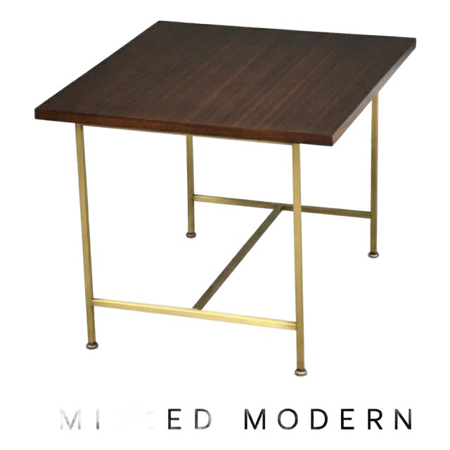 1960s Paul McCobb Brass and Mahogany End Table For Sale