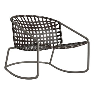 Brown Jordan Kantan Aluminum Vinyl Motion Lounge Chair, Mica frame with Coffee fabric For Sale