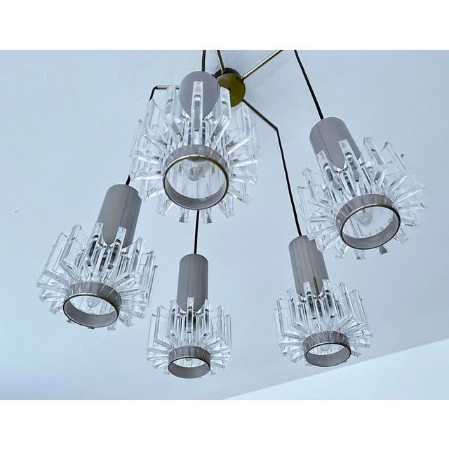 Metal Vintage Space Age Pendant Light in Chrome Plating, Steel and Acrylic Glass from Honsel, 1970s For Sale - Image 7 of 17
