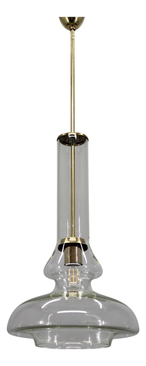 Mid-Century Modern Czech Glass and Brass Pendant Light, 1970s