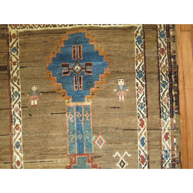 Textile Vintage Tribal Navy Camel Primitive Zabihi Collection Persian Kurd Runner - 3'7" x 13'11" For Sale - Image 7 of 8