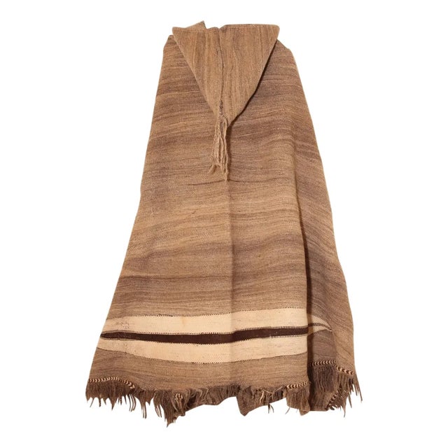 1950s Moroccan Burnous Wool Cape by Berber Tribes, Hand-Woven Art For Sale