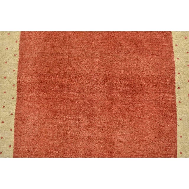 2020s Gabbeh Rug 2’8” X 3’11” Red Wool Contemporary Hand-Knotted Carpet For Sale - Image 5 of 10