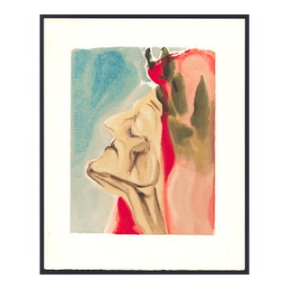 1963 Dalí Divine Comedy Engraving Paradis Chant 7 "Dante Sceptique" (Dante Doubtful) For Sale