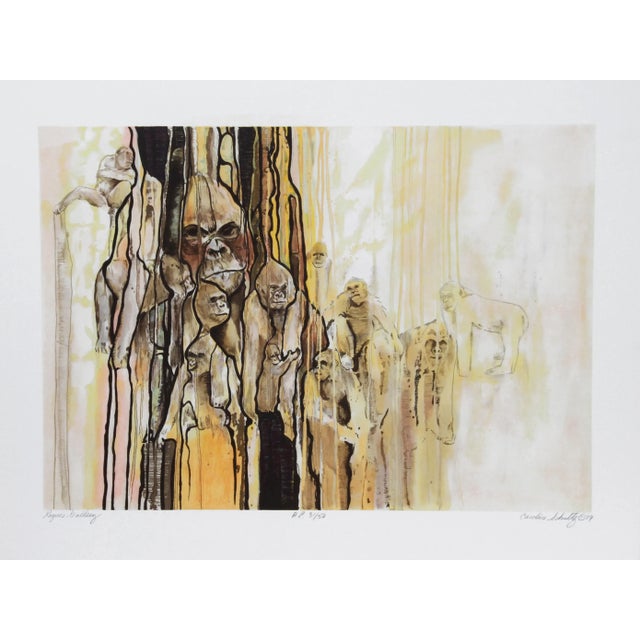 Figurative 1970s "Rogues Gallery Apes" Lithograph by Caroline Schultz For Sale - Image 3 of 3