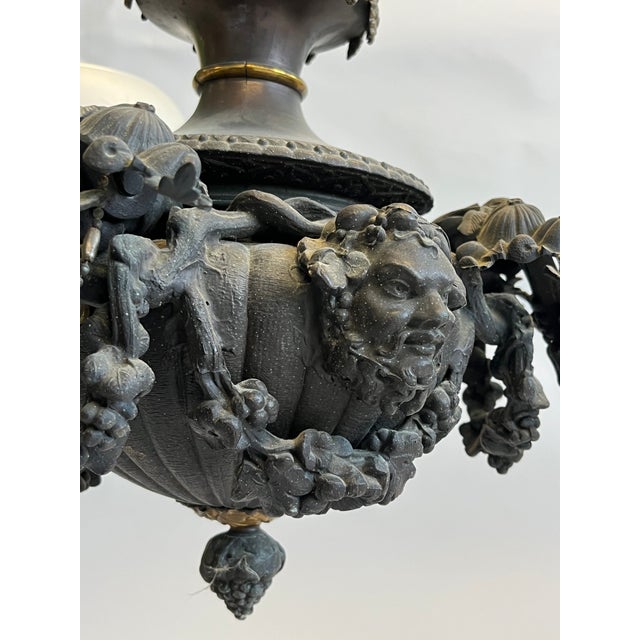 Gray Antique Cornelius & Baker Renaissance Revival Gasolier For Sale - Image 8 of 10