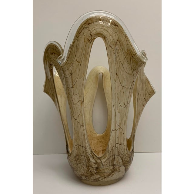 Modern Krosno Jozefina Beige Stretched Loop Art Glass Vase 14 In Chairish