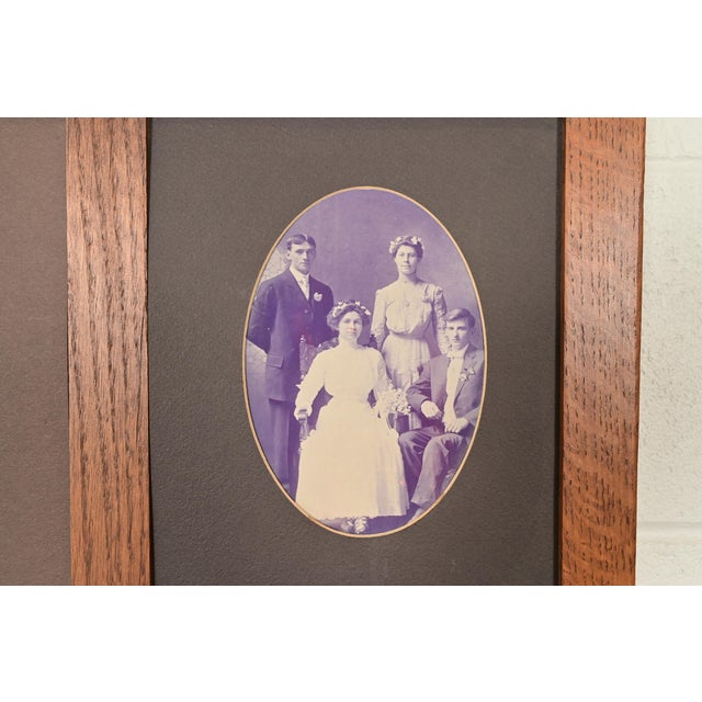 Brown Stickley Style Antique Mission Oak Arts & Crafts Triple Picture Frame, Circa 1910 For Sale - Image 8 of 14