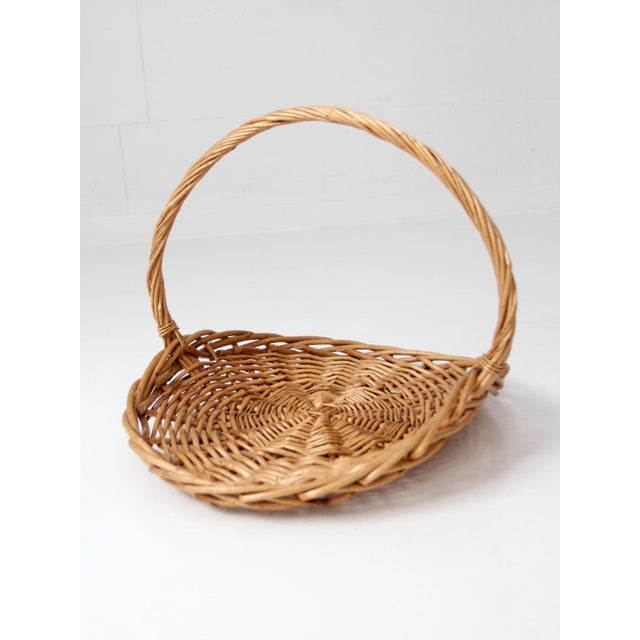 Vintage Large Wicker Gathering Basket For Sale - Image 12 of 12