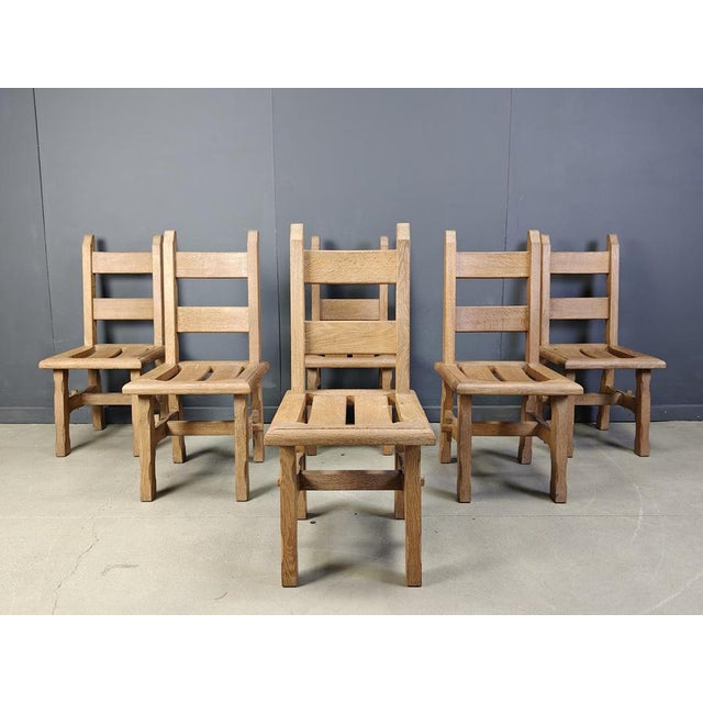 Vintage Brutalist Oak Dining Chairs, 1960s, Set of 6 For Sale - Image 12 of 15