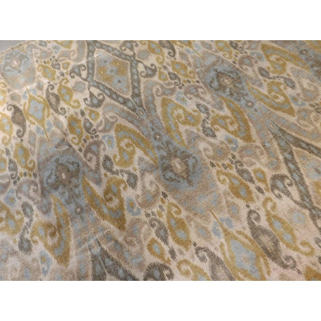 Contemporary Hand Knotted Rug of Ikat Design in Soft Color Palette. For Sale - Image 3 of 18
