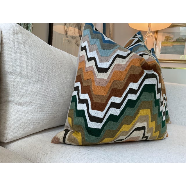 Pierre Frey Pierre Frey “Fanfare” in Tentation Embroidery Down Filled Pillows - a Pair For Sale - Image 4 of 6