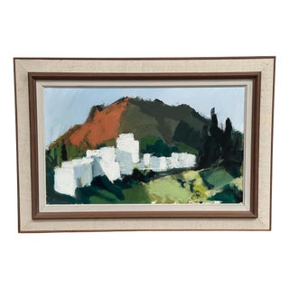 Stig Wernheden, Mountain Village, 1960s, Oil on Canvas For Sale