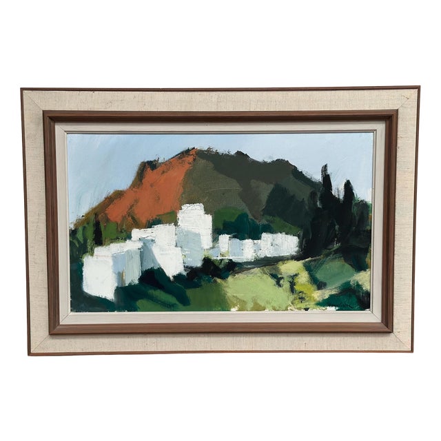 Stig Wernheden, Mountain Village, 1960s, Oil on Canvas For Sale