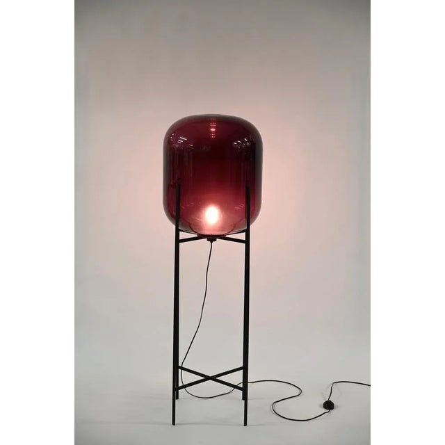 Metal Large Purple Oda Floor Lamp in Blown Glass attributed to Sebastian Herkner For Sale - Image 7 of 17