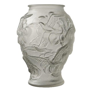 Vintage Art Deco Pressed Glass Vase from Josef Inwald, Czech, 1930s For Sale