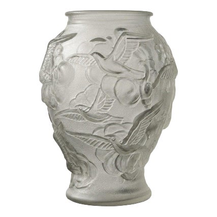 Vintage Art Deco Pressed Glass Vase from Josef Inwald, Czech, 1930s For Sale