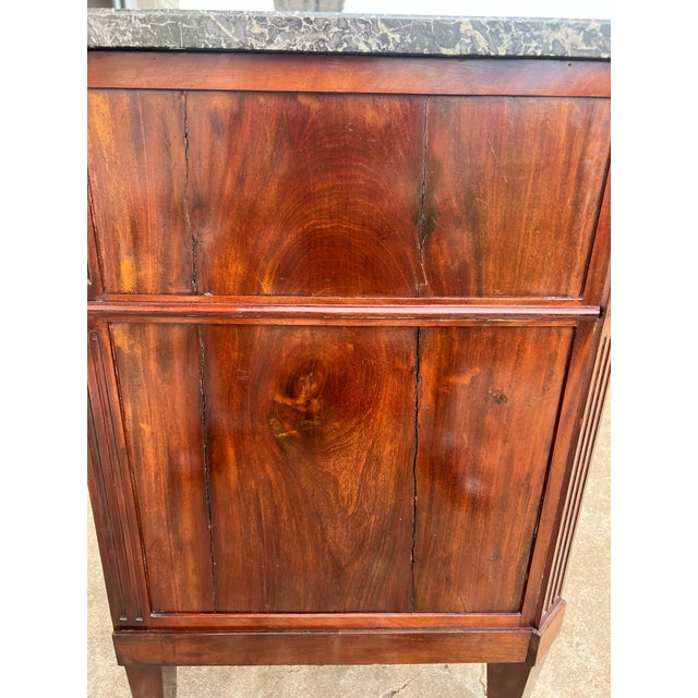 French French 19th Century Louis XVI Marble Top Mahogany Chest of Drawers For Sale - Image 3 of 12
