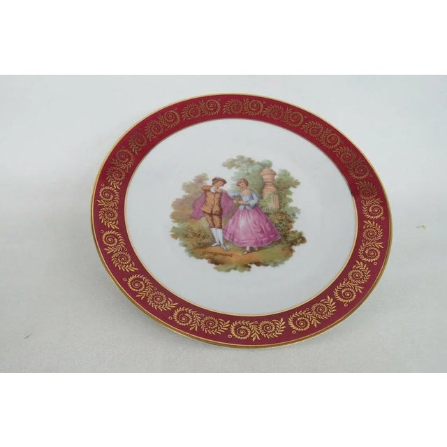 Limoges Fragonard Courting Scene Cameo French Porcelain Decorative Plate For Sale - Image 10 of 11
