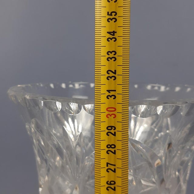 Large Vintage Bohemian Crystal Vase with Star Carving, 1960s For Sale - Image 11 of 12
