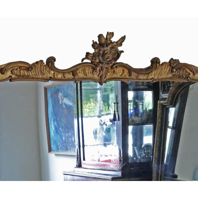 Large Antique Gilt Floor Overmantle Wall Mirror, 1800s For Sale - Image 3 of 10