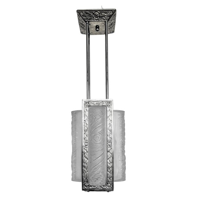 Art Deco French Art Deco Chandelier, Lantern by Schneider For Sale - Image 3 of 9