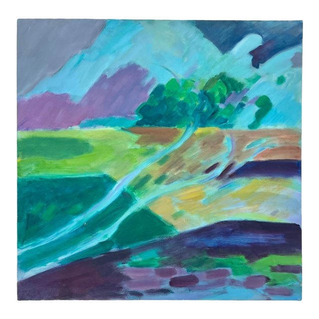 Vintage Large Abstract Expressionist Landscape - For Sale