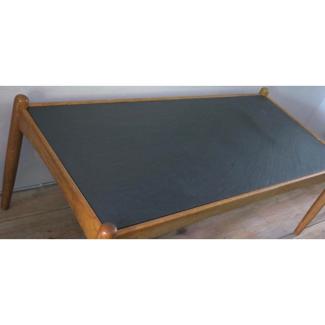 Mid-Century Modern Mid-Century Oak and Slate Coffee Table by Eric Merthen, Sweden, 1960s For Sale - Image 3 of 9