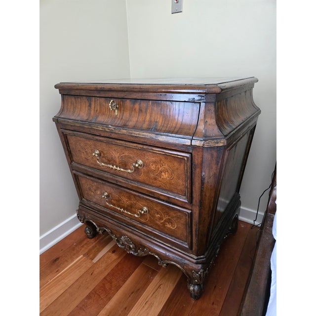 Marge Carson Marge Carson Verona Marble Top Carved Nightstand With Drawers For Sale - Image 4 of 11