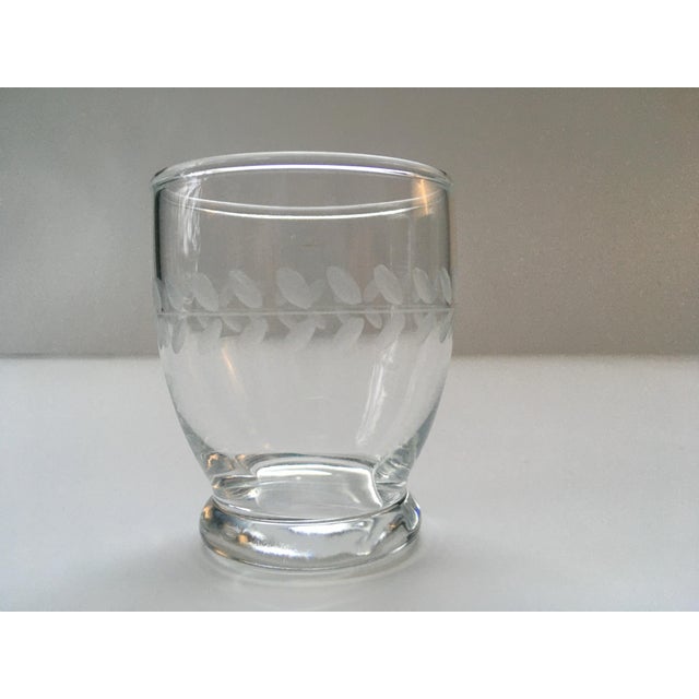 Mid 20th Century Laurel Wreath Etched Glass Juice Glasses- Set of Four For Sale - Image 9 of 9