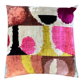 Ikat Silk Velvet Pillow For Sale