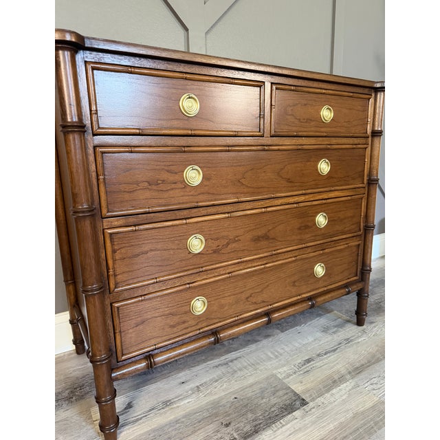 Professionally Restored Mid-Century National Mount Airy Faux Bamboo Bedroom Set - 4 Pieces For Sale In Tampa - Image 6 of 17