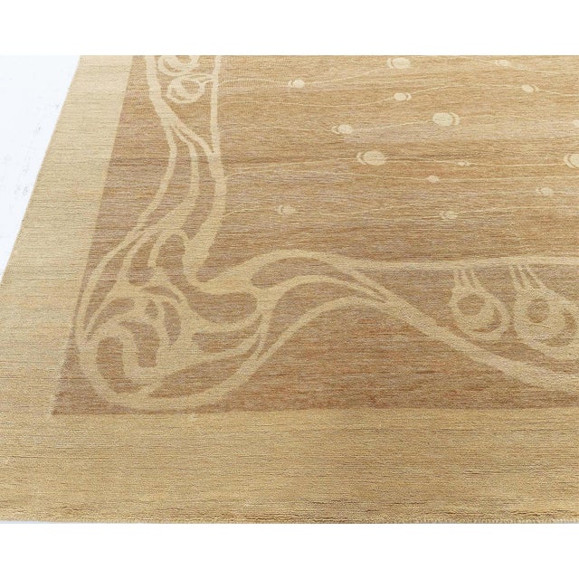 Early 21st Century Modern Art Nouveau-Inspired Abstract Tan With Beige Rug "Vinedrift" For Sale - Image 5 of 9